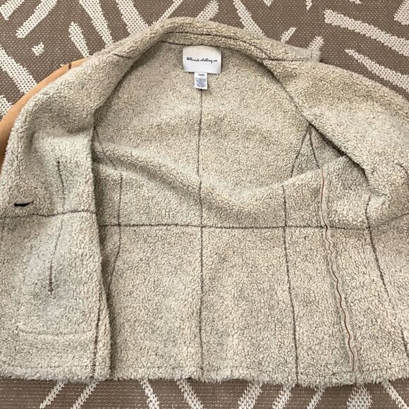 Telluride Clothing Co Camel Faux Shearling Coat With Embroidery At Cuffs Size M - Picture 14 of 17